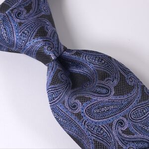 PRONTO UOMO Platinum Men's 100% Silk Necktie Designer PAISLEY Purple & Blue NEW